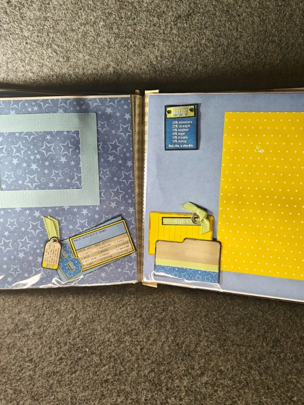 Pre‑Designed 9x8 Scrapbook Album Memory Book Baby Boy Theme NEW
